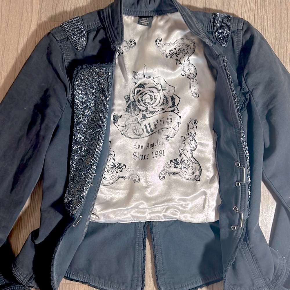 Guess cotton beaded jacket, Sz XS - Picture 6 of 7